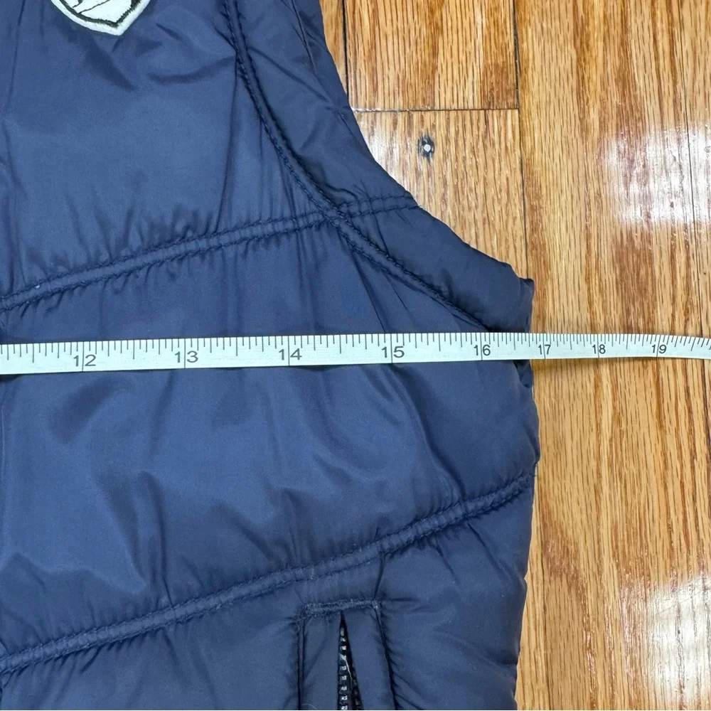 American Eagle Outfitters Y2K Navy Blue Hooded Puffer Vest with Faux Fur Hood